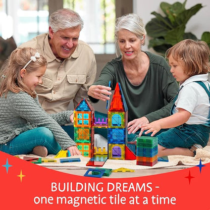 Magnetic Tiles 240 PCS+ Bonus Zippered CASE, Magnetic Tiles for Kids Toy for 3 4 5 6 7 8 Year Old Boys & Girls, Great Gift for Kids Aged 3-8, XL Set