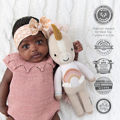 cuddle + kind Zara The Unicorn Regular 20" Hand-Knit Doll – 1 Doll = 10 Meals, Fair Trade, Heirloom Quality, Handcrafted in Peru, 100% Cotton Yarn