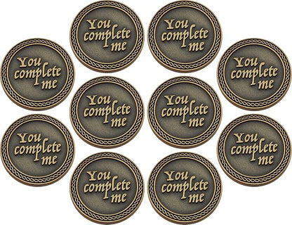 Bulk Set of 10 Romantic Love Expression Coins, You Complete Me, I am Better Because of You, Anniversary Pocket Tokens for Date Night, Love Gift for Men & Women, from Him or Her