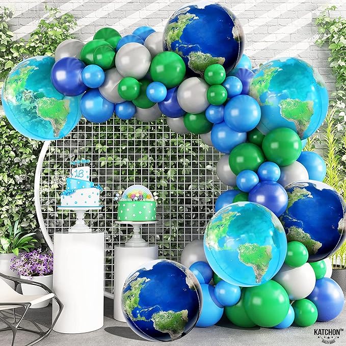 KatchOn, Globe Balloons for Globe Decorations - Big 22 Inch, Pack of 6 | Earth Balloon for Back To School, Around The World Decorations | World Balloons for Bon Voyage Party Decor, Travel Party Decor