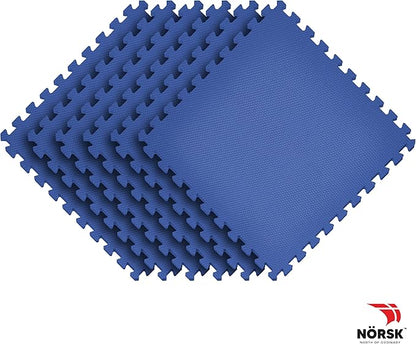 Norsk Duräflex Lite Puzzle Mats Interlocking EVA Foam Floor Tiles Solid Color, 54 Tiles - 216 Sq. Ft., 1/2" Thick, Blue