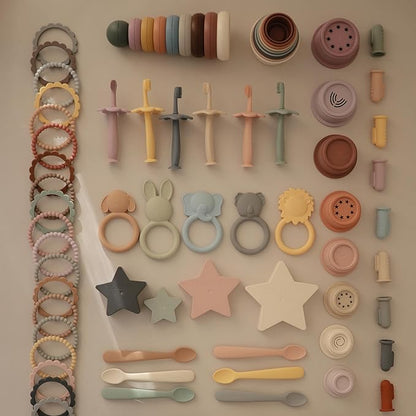 mushie Stacking Cups Toy 8 pcs | Made in Denmark (Forest)