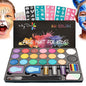 Maydear Face Painting Kit for Kids - 20 Colors Water Based Makeup Palette with Stencils, Glitters, Rainbow Split Cake, Hair Dye Clips, for Parties, Halloween, Safe Professional Body & Face Paint Kit
