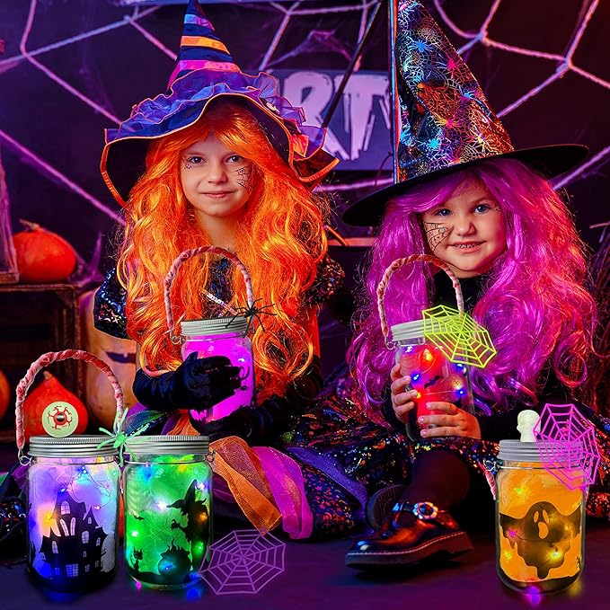 RBONIGHT 6PCS Halloween Lantern Craft Kit, Craft for Kids Age 6-8,8-12, DIY Decorations Art Project, Creative Activities for Party, Halloween Toys for Basket Stuffers Gifts