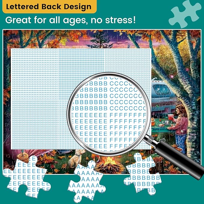 300 Piece Puzzle for Adults,Fall RV Camping Puzzle for Kids Adult Seniors,Fun Outdoor Bonfire Party Jigsaw Puzzle for Kids Ages 8-10 10-12,Challenging Family Game Gift for Friends Men Women,20.5*15 In