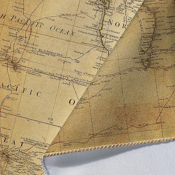 GOAOK Retro Old World Map Tapestry, Historical Atlas Educational Wall Hanging, Brown, 80x60 Inch