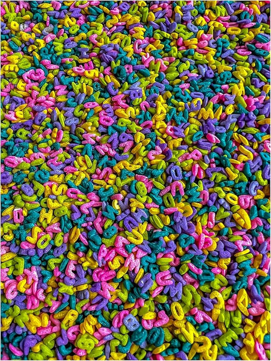 4 Cups of Tropical Rainbow Alphabet Pasta Sensory Filler for Sensory Table