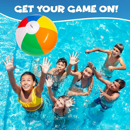 Kangaroo 12-Pack Inflatable Beach Balls Bulk for Kids & Adults I Inflatable Pool Party Favors Swimming Pool Toys I Kids Beach Toys for Beach Games