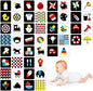 50 Pages Colorful Baby Visual Stimulus Flashcard, 25 PCS High Contrast Color-Coded Cards Educational Sensory Toys for Newborn Infant Gift (3-6 Months, 5.5” X 5.5”)
