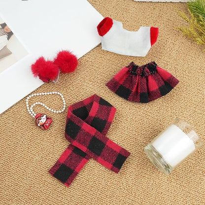 17cm Doll Clothes Set-Adorable Outfits for Dolls-Stylish Accessaries Clothes Dress-Up-Replaceable Clothing Collections, Includes Hat, Top, Skirt(Red-Style A)