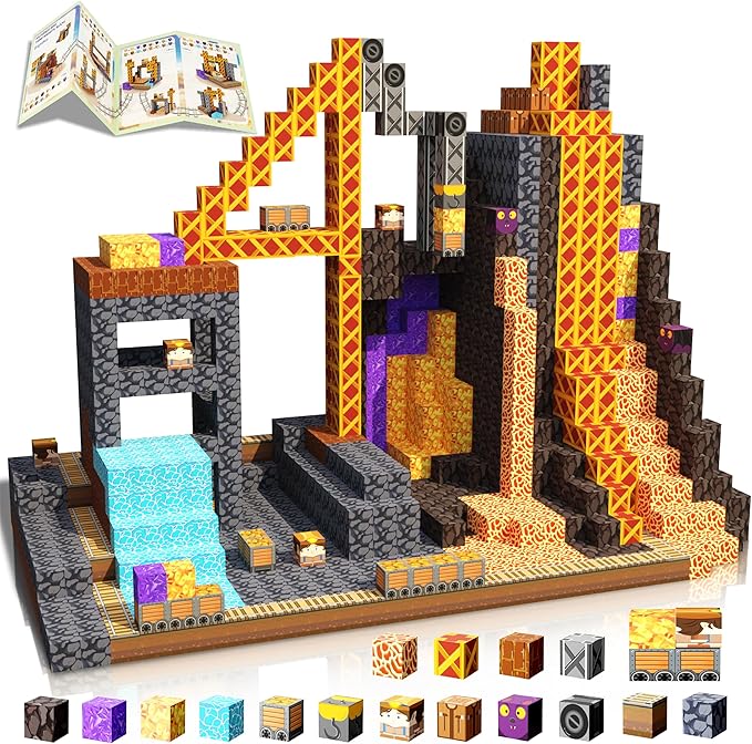 Magnetic Blocks, 120PCS Magnetic Building Blocks Magnet Cubes STEM Montessori Sensory Educational Toys for Kids Boys Girls (MineTheme)