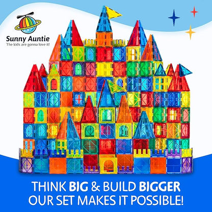Magnetic Tiles 138 PCS+ Bonus Zippered CASE, Magnetic Tiles for Kids Toy for 3 4 5 6 7 8 Year Old Boys & Girls, Great Gift for Kids Aged 3-8, XL Set