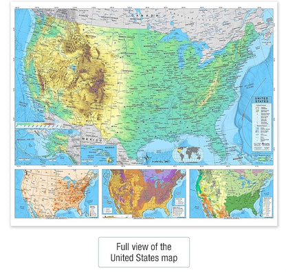 US & World Advanced Physical Classroom Map Pack by BrightWay Educational | 36" x 30" Educational Wall Maps | Grades 9+ | Detailed Geography with Major & Secondary Cities | Geographical & Ocean Features