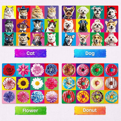SYNARRY 100 Piece Puzzles for Kids Ages 4-6 6-8, Wooden 100 Piece Puzzle, 4 5 6 7 8 Year Old Puzzles for Kids Ages 4-8, Cat Dog Flower Donut Jigsaw Puzzle for 3+ Years Old Boys Girls