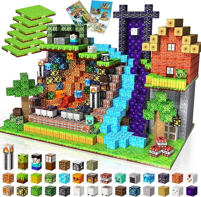 200PCS Magnetic Building Blocks with 6 Baseplate, Magnetic Blocks Cubes for Kids Ages 4-8, Stacking Magnet Blocks STEM Building Toys for Boys Girls Ages 3 4 5 6 7 8-12 Christmas Birthday Gifts