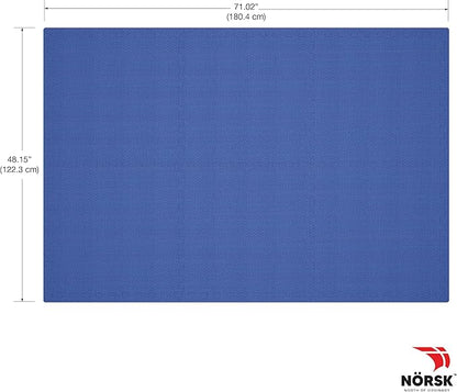 Norsk Duräflex Lite Puzzle Mats Interlocking EVA Foam Floor Tiles Solid Color, 54 Tiles - 216 Sq. Ft., 1/2" Thick, Blue