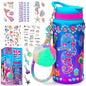 PURPLE LADYBUG Decorate Your Own Water Bottle for Girls, 22oz - Mermaid Peel-and-Stick Gemstones, Charms & Stickers Craft Set, Great Birthday Gifts for Girls 5-10 Years Old, Christmas Gift for Girl
