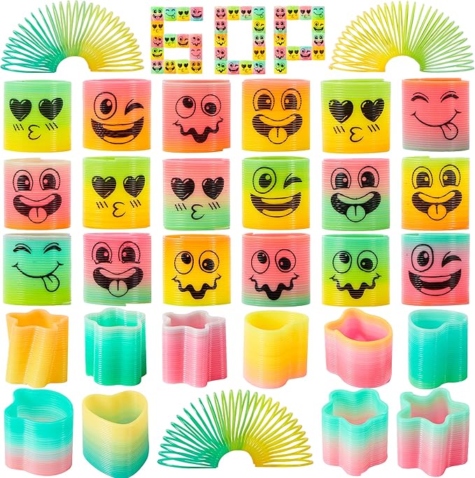 JOYIN 120 Pcs Spring Rainbow Party Favor, Mini Plastic Coil Spring Toy, Fidget Stress Coil Mini Springs Bulk Toys for Carnival Prize Birthday, Halloween Goodie Bag Stuffers