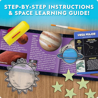 National Geographic Mega Space Activity Kit - Glow in The Dark Science Craft Kit for Kids with 100+ Pieces, Launch a Rocket, Create Glowing Constellations, Paint a Solar System & More