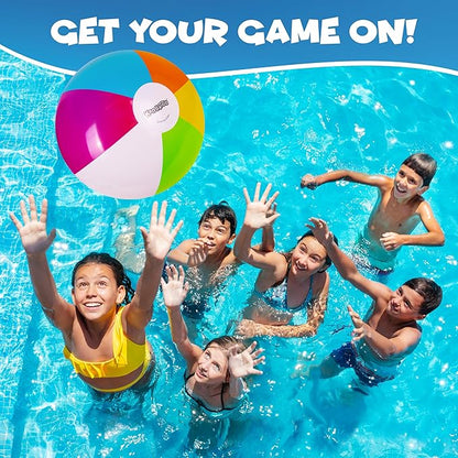 Kangaroo 12-Pack Inflatable Beach Balls Bulk for Kids & Adults I Inflatable Pool Party Favors Swimming Pool Toys I Kids Beach Toys for Beach Games
