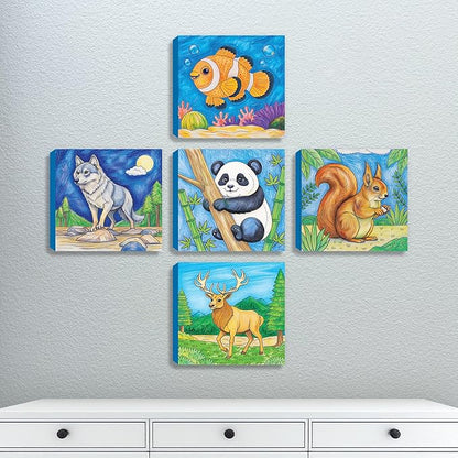 ArtPops Coloring Boxes – Pop-Up Pre-Printed Coloring Box Set – DIY Wall Art Kit for Kids – Eco-Friendly, Easy to Hang, No Frame Needed – 5-Pack, Nature Pals