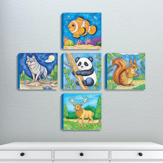 ArtPops Coloring Boxes – Pop-Up Pre-Printed Coloring Box Set – DIY Wall Art Kit for Kids – Eco-Friendly, Easy to Hang, No Frame Needed – 5-Pack, Nature Pals