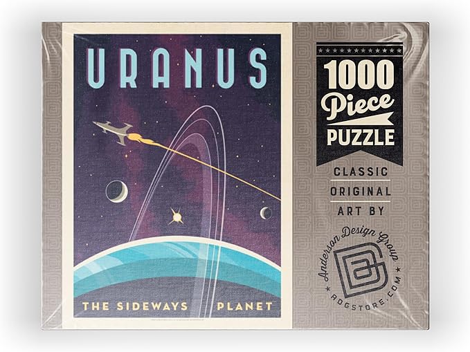 MyPuzzle Uranus: The Sideways Planet, Vintage Poster - Premium 1000 Piece Jigsaw Puzzle for Adults