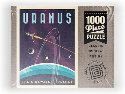 MyPuzzle Uranus: The Sideways Planet, Vintage Poster - Premium 1000 Piece Jigsaw Puzzle for Adults