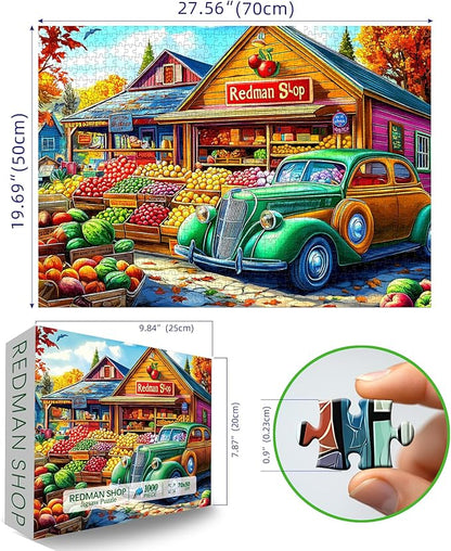 Colorful Fruit Shop 1000 Piece Jigsaw Puzzle for Adults, Impossible Hard Unique Difficult Challenging Puzzles for Adults Fun, Vibrant Imagery Jigsaw Puzzles for Game Nights Family,Friends