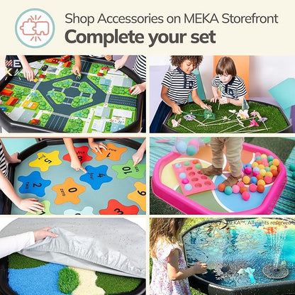 MEKA Tuff Tray for Sensory Play, Sensory Tray for Kids, Toddler Water Table, Tuff Spot Sensory Bin for Toddlers (Black, Large (38" x 38"))