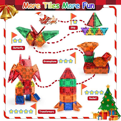 Mini Magnetic Tiles 42pcs, Kids STEM Magnet Toys for Toddler Magnetic Blocks Building Preschool Learning Sensory Montessori Toys for 3+ Year Old Boys and Girls Creativity Kids