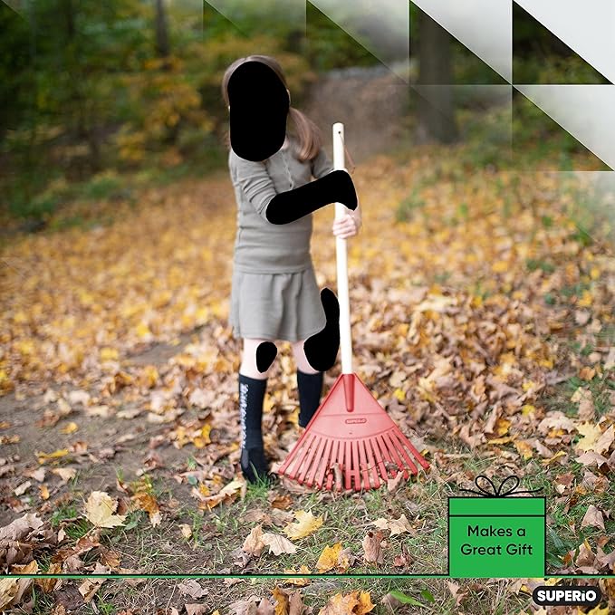 Superio Red Kid Rake - Fun and Functional Child-Sized Rake for Yard Work, for Kids Ages 2 and Up