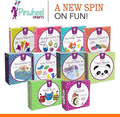 Pinwheel Crafts Paracord Bracelet Kit - DIY Kids Crafts, Paracord Bracelet w/Sturdy Buckle & Paracord 550 Cord - 8 Colorful Friendship Bracelets Gifts - Jewelry Making Kit for Girls 8-12 Years Old