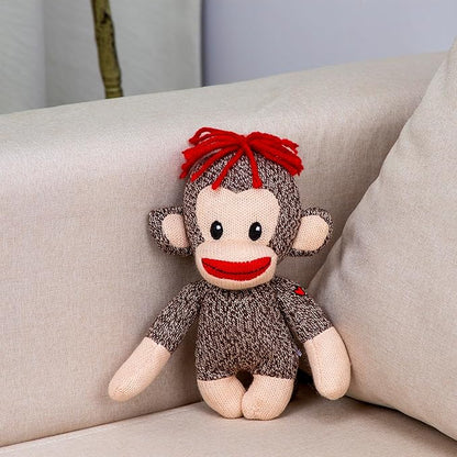 Plushland Original Curioso Brown Sock Monkey, Hand Knitted, Stuffed Animal Toy Gift-for Kids, Babies, Teens, Girls and Boys Baby Doll Present Puppet 6 Inches