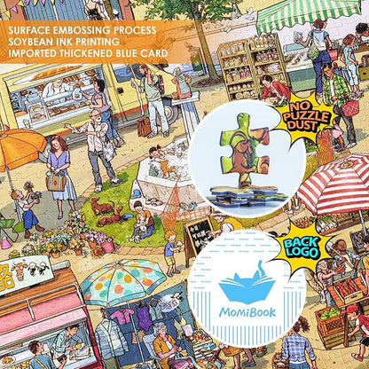 MOMIBOOK Puzzles for Adults 1000 Piece Jigsaw Puzzles of Let's Go! to The Market, Painting Image Difficult Challenging Hard Impossible Puzzle, Cute Funny Toys & Games Christmas Birthday Gifts
