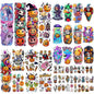 52 Pcs Bright colors Halloween Temporary Tattoo for Kids Full Arm for Girls Boys Pumpkin Ghost Castle Monster Body Face Fake Arm Tattoos Makeup Tiny Tattoo Stickers Scary Halloween Party Supplies