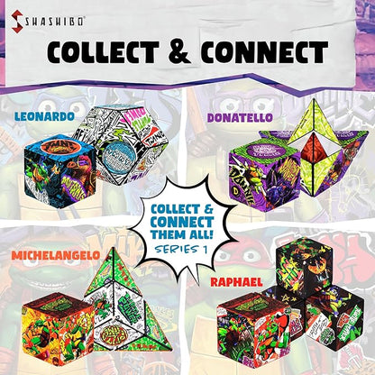 SHASHIBO Teenage Mutant Ninja Turtles Shape Shifting Box - STEM Magnetic Fidget Cube That Transforms Into Over 70 Shapes, Download Fun in Motion Toys Mobile App (Leo)