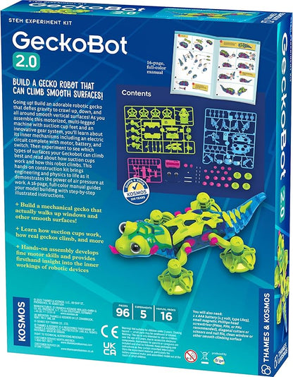 Thames & Kosmos GeckoBot 2.0 STEM Experiment Kit | Build a Wall-Climbing Gecko Robot, Improved Design & Suction Cup Technology, Guided Assembly, Fun & Educational Science Gift for Boys & Girls Ages 8+