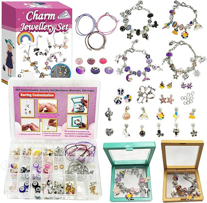OMTOFUEN Charm Jewelry Making Kit, Create Your Own Bracelets, Necklaces, Earrings,Crafts Gifts Set for Arts and Crafts,5-12girls
