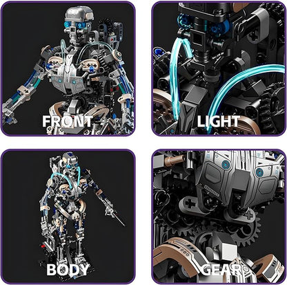 Mechanical Skeleton Robot Building Block Toy 692+Pieces Twistable Body and Poseable Design can be Driven by Hand or Motor Creative STEM Toy for Kids and Adults