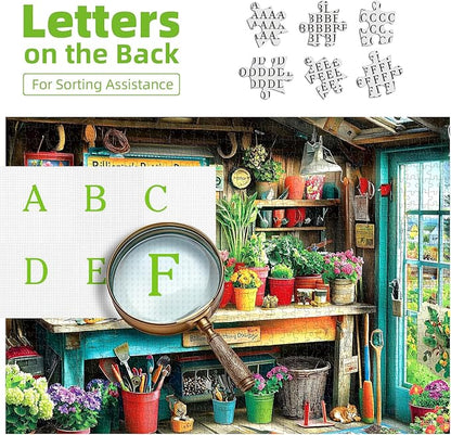 1000 Piece Jigsaw Puzzle for Adults - Billionaire's Potting Shed Garden with Colorful Plants & Tools, 27.5x19.7 Inches Unique Challenging Adult Puzzle for Relaxation & Home Decor