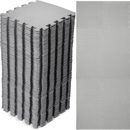 Nuanchu 60 Pcs Kids Foam Puzzle Floor Mat Bulk Solid Color Foam Play Mat with Borders Interlocking Multi Use Floor Rug for Baby Toddler Children Crawling Exercise Playroom 12 inch (Gray)