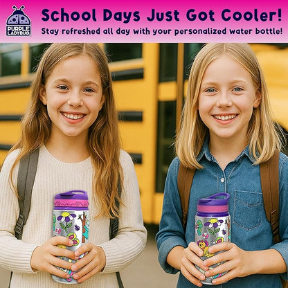 PURPLE LADYBUG Decorate Your Own Water Bottle Kit - Gifts for Girls Ages 4-8 Years Old Birthday, Little Girl Gifts, Kids Water Bottle for School, Christmas Gift for Girls