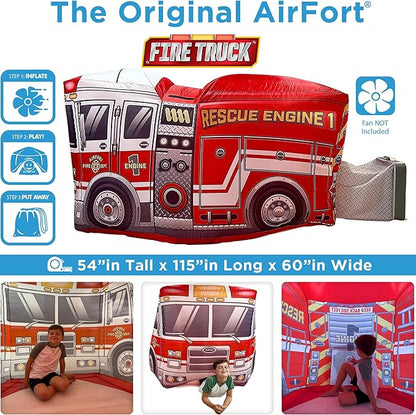 The Original Patented AirFort - Build A Fort in 30 Seconds, Inflatable Fort for Kids, Play Tent for 3-14 Years, A Playhouse Where Imagination Runs Wild, Fan not Included (Firetruck)