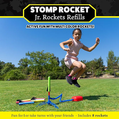 Stomp Rocket Jr Rocket Refills, 8 Multi-Color Rockets - Replacement Rockets for Soft Foam Rocket Launcher for Kids - Fun Backyard & Outdoor Kids Toys Gifts for Boys & Girls - Ages 3 & Up