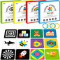 100 PCS 200 Page Black White Colorful 3D Visual Stimulation Baby Flashcard for Newborn Baby Infant Gift (, 5.5” X 5.5”)
