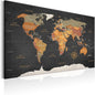 artgeist Pinboard World Map 35x24 in - Cork Board & Canvas Print Wall Art 1 pcs Memoboard with 50 Pins Noticeboard Message Board Image Picture Home Decor Travel Map k-C-0048-p-c
