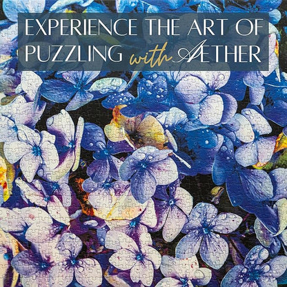 Dew Kissed Hydrangea Puzzle, Premium 1000 Piece Jigsaw Puzzle for Adults, Glare-Free, Soft-Touch Puzzles, Made in USA, 26.6" x 19.25"