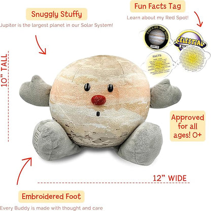 Celestial Buddies Jupiter Buddy | 12" Soft Stuffed Plush, Embroidered Features, Fun Planet Facts Tag for Kids – STEM Learning, Educational Gift, Classroom & Homeschool Science Space Astronomy | 0+