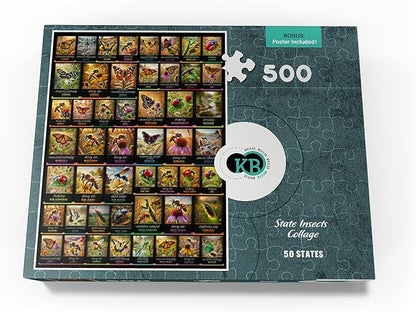 MyPuzzle Collage: State Insects Poster, Vol.1 - Premium 500 Piece Jigsaw Puzzle for Adults